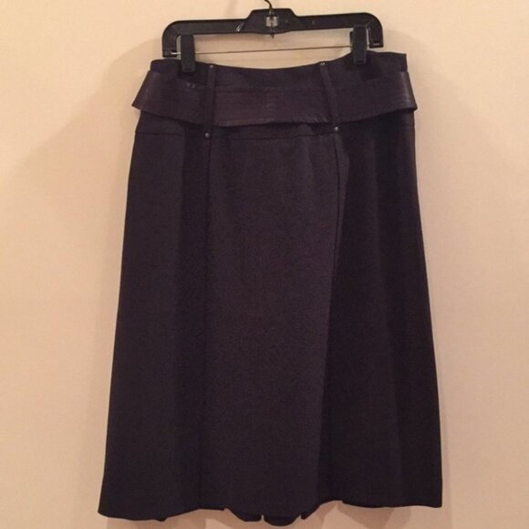 π€ Tahari Womenβs Black A-Line Skirt w/ Satin Waistband & Tie Belt | Size M π€ - Picture 2 of 8